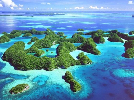 Aerial shot of Rock Islands in Palau